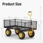 Steel Garden Cart, 2-in-1 1400 lbs Heavy Duty Utility Wagon, with Removable Mesh Sides to Convert into Flatbed, 240 U-Turn 13" Pneumatic Tires Garden Wagon for Farm Yard Lawn Garden Camping - Image 11